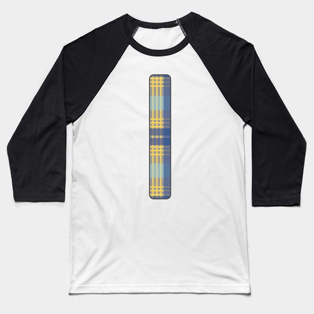 Monogram Letter I, Blue, Yellow and Grey Scottish Tartan Style Typography Design Baseball T-Shirt by MacPean